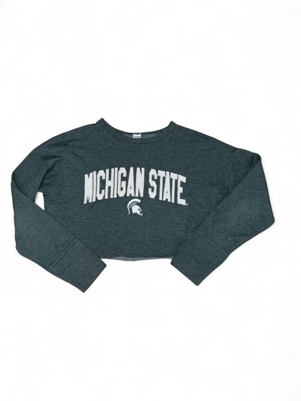 Green Michigan State Cropped Crewneck Sweatshirt